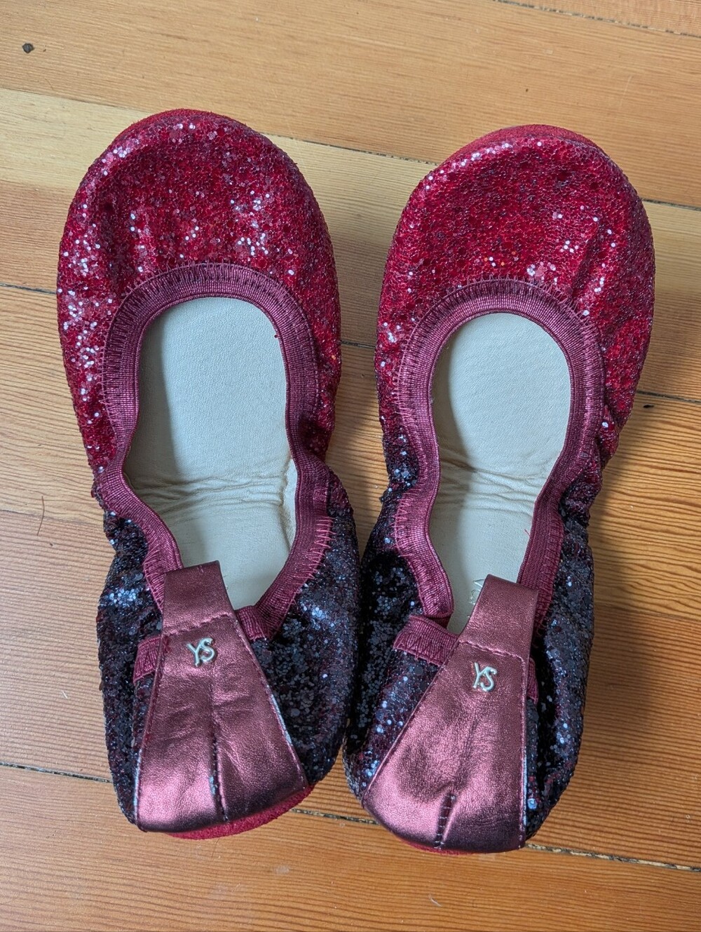 Yosi Samra Serena Red Sequin Ballet Flats
